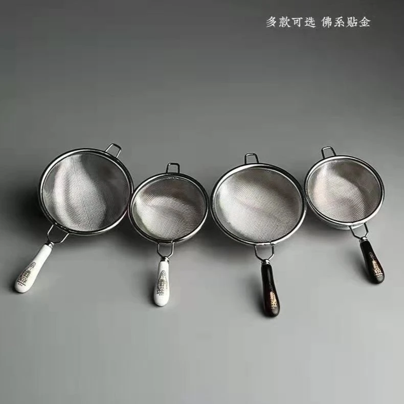304不锈钢茶滤茶隔细密过滤网滤茶器茶漏黑白柄大小