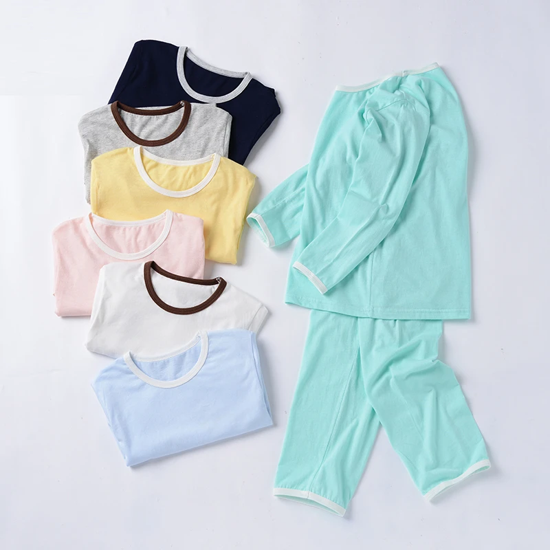 儿童家居服服套装薄款纯棉夏季中大童男童宝宝睡衣睡裤女童空调服