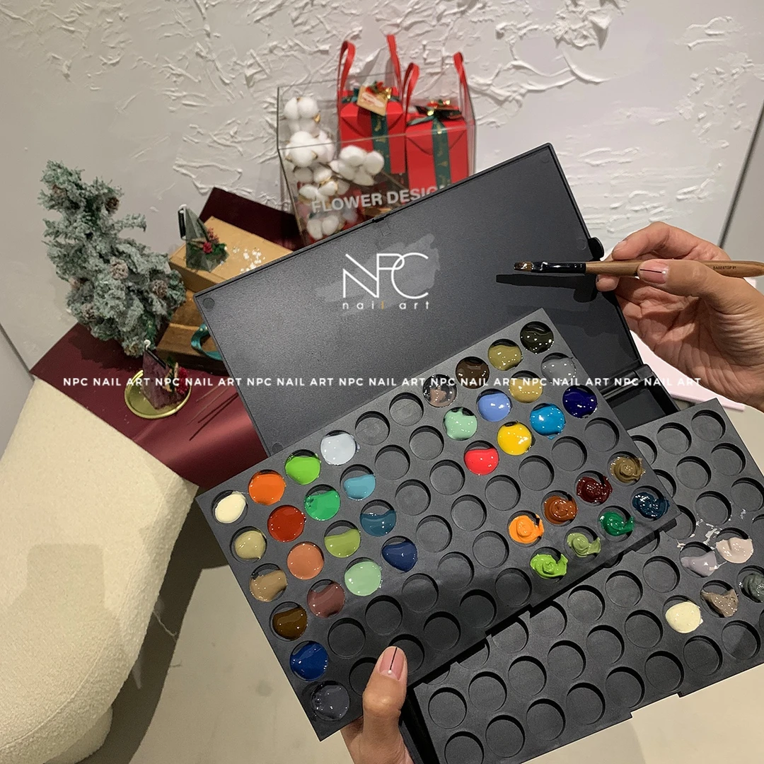 大艺术家 双层120多格调色盘色胶闪片盒分装便携美甲工具