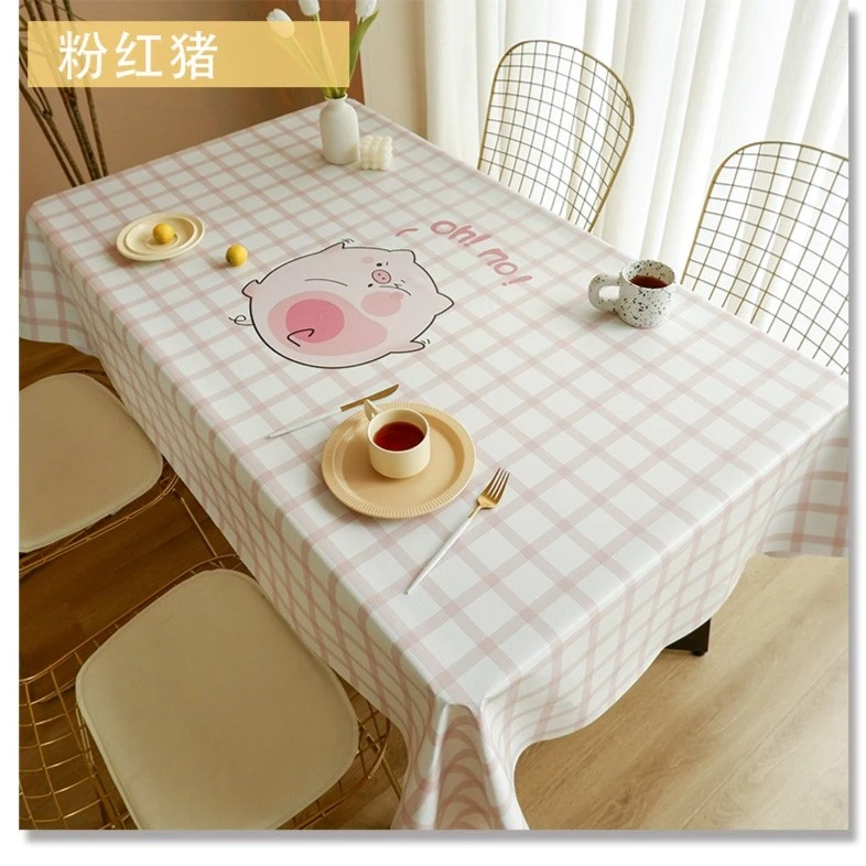 粉红猪 防水防油免洗餐桌布pvc轻奢网红台布茶几布桌面垫ins风
