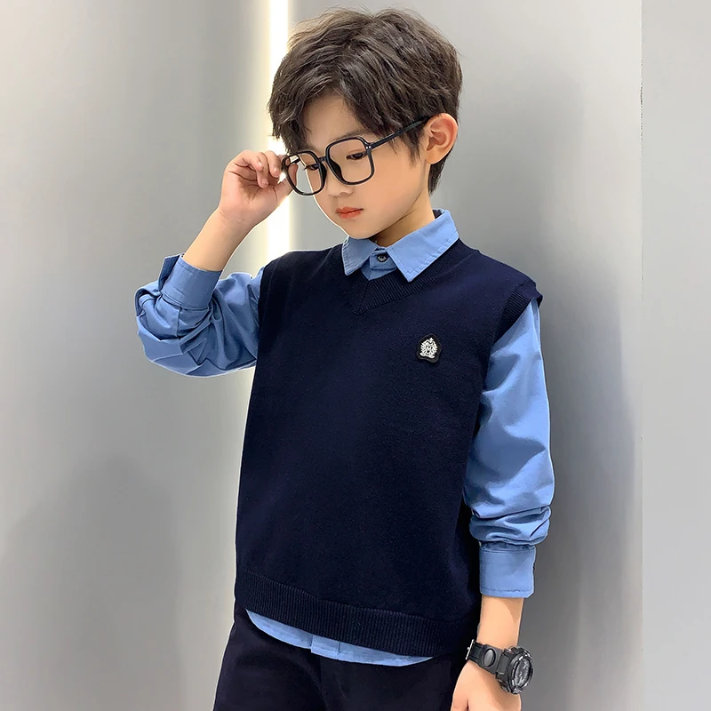 中班仔男童针织马甲2025秋季新款男孩毛衣背心洋气春秋上衣*33596