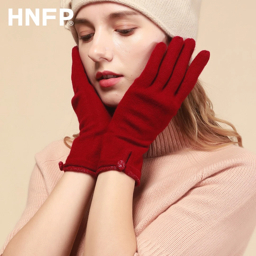 只是100%山羊绒修手显瘦触屏女士秋季冬天柔软保暖针织分指手套