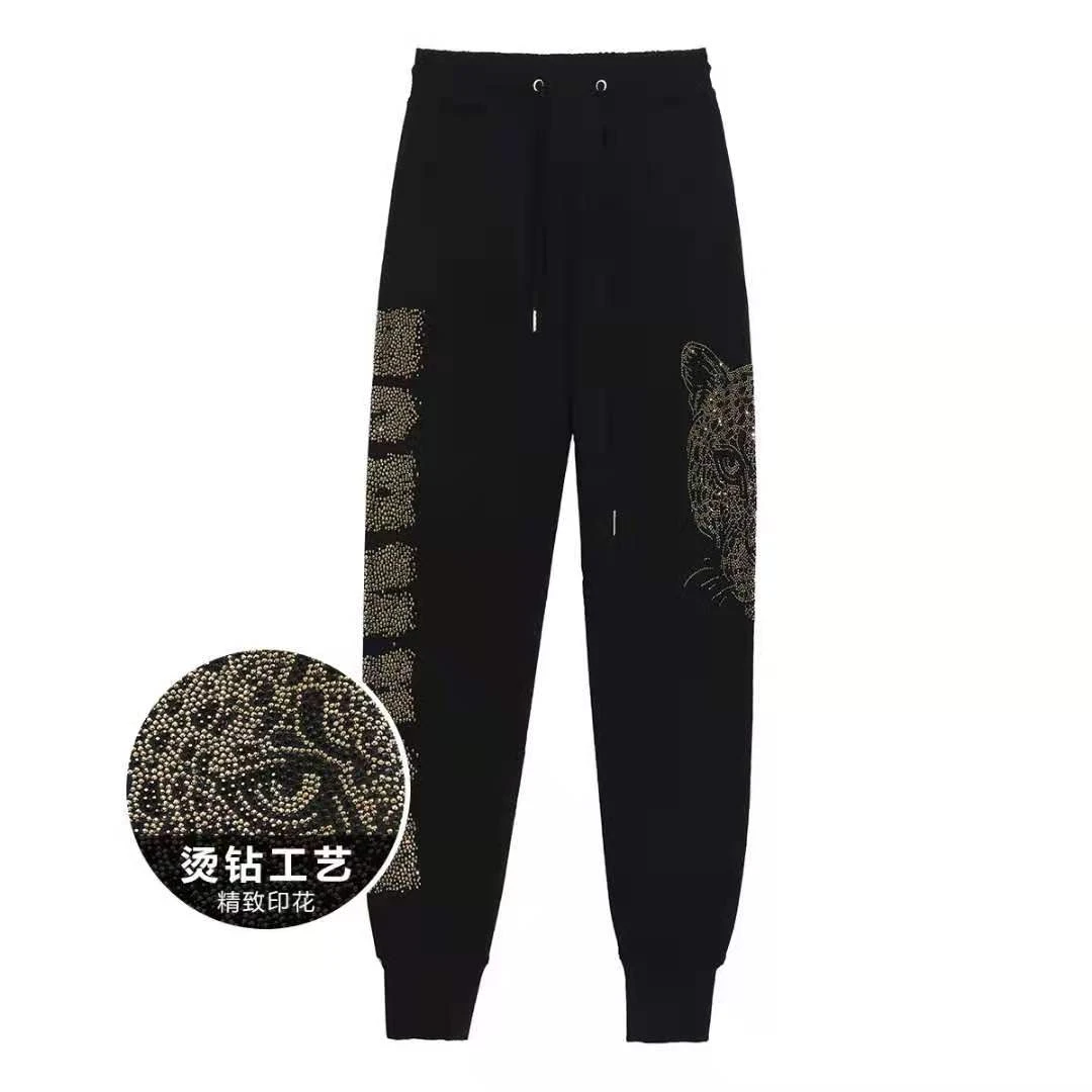 TCH轻奢时尚百搭豹子头字母烫钻春季休闲裤T21120C3006私服tch