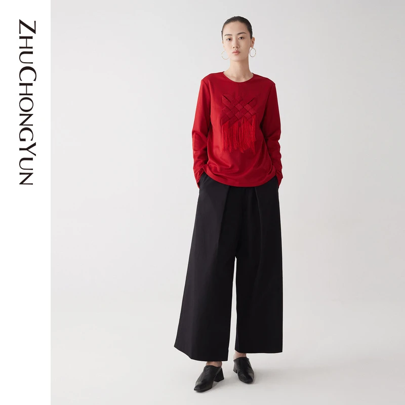 ZHUCHONGYUN新品基础易搭圆领长袖保暖舒适上衣套装时尚C1KT12311