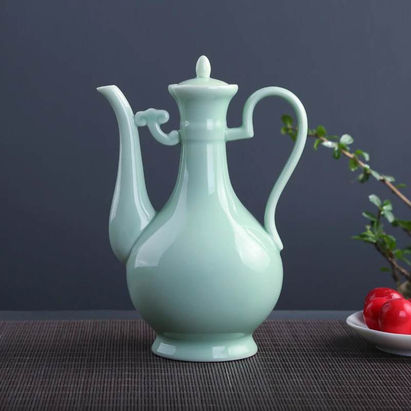 XIANGYAN/祥燕400ml家用酒壶仿古青瓷纯色酒具黄酒酒壶传统分酒器