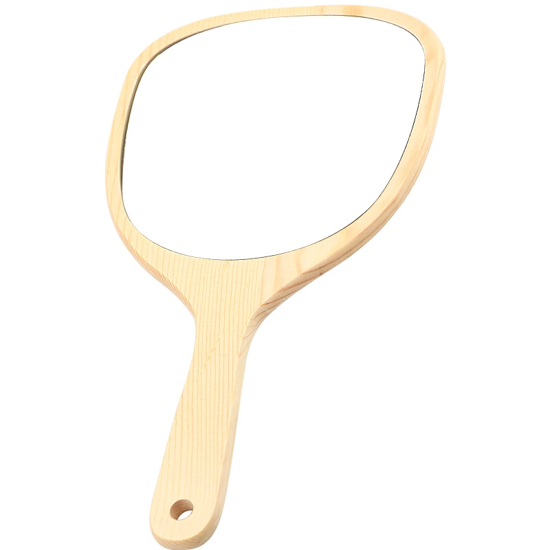 美容化妆纹绣师手持镜子原木柄化妆镜女学生宿舍梳妆镜子便携随身