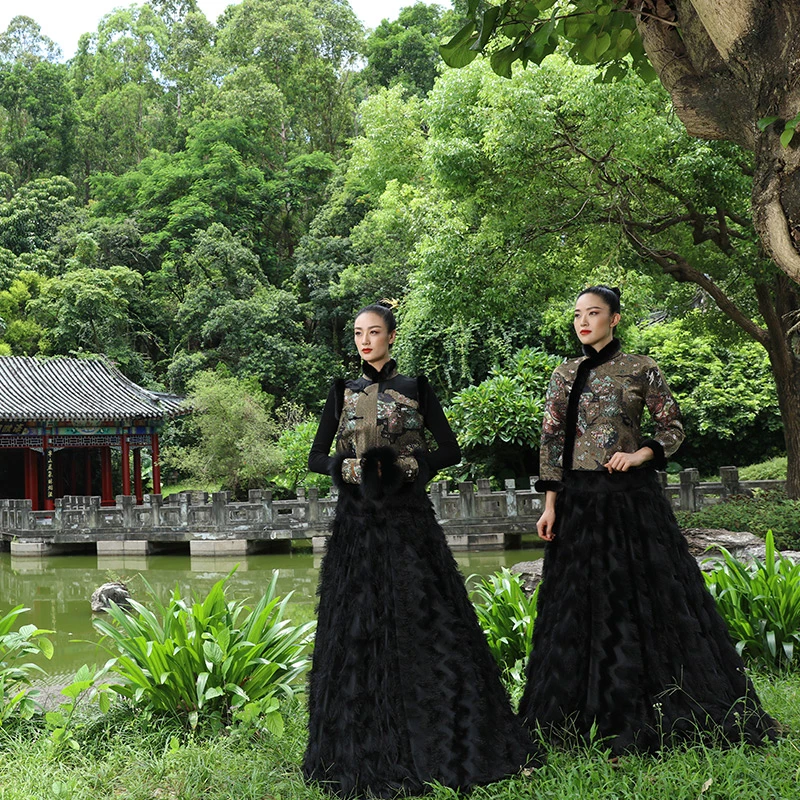 吉祥斋女装锦色玄光中式棉衣秋冬新款国风舞台聚会汉服正品礼服