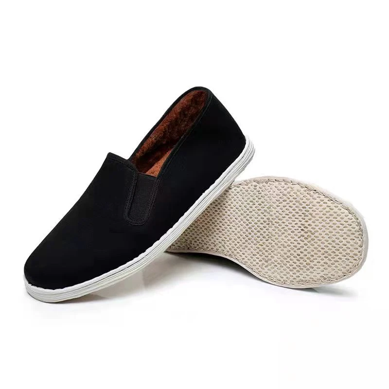 大顺坊男士加绒手工麻绳底休闲百搭千层底舒适软底一脚蹬加厚棉鞋