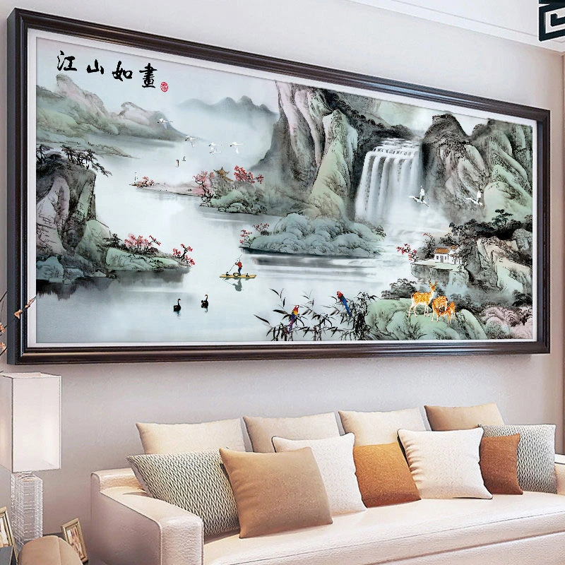 江山如画48色满绣（蒙娜丽莎十字绣套件）中国风简约手工绣花四股