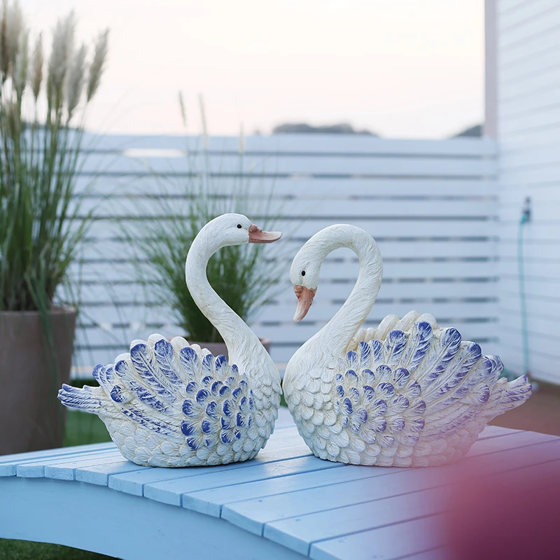 花中园户外花园仿真动物摆件别墅庭院天鹅花盆大号景观造景装饰品