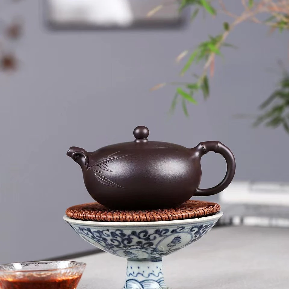 竹节圆珠壶茶具230毫升原矿紫茄泥细腻的材质以及中国风的元素