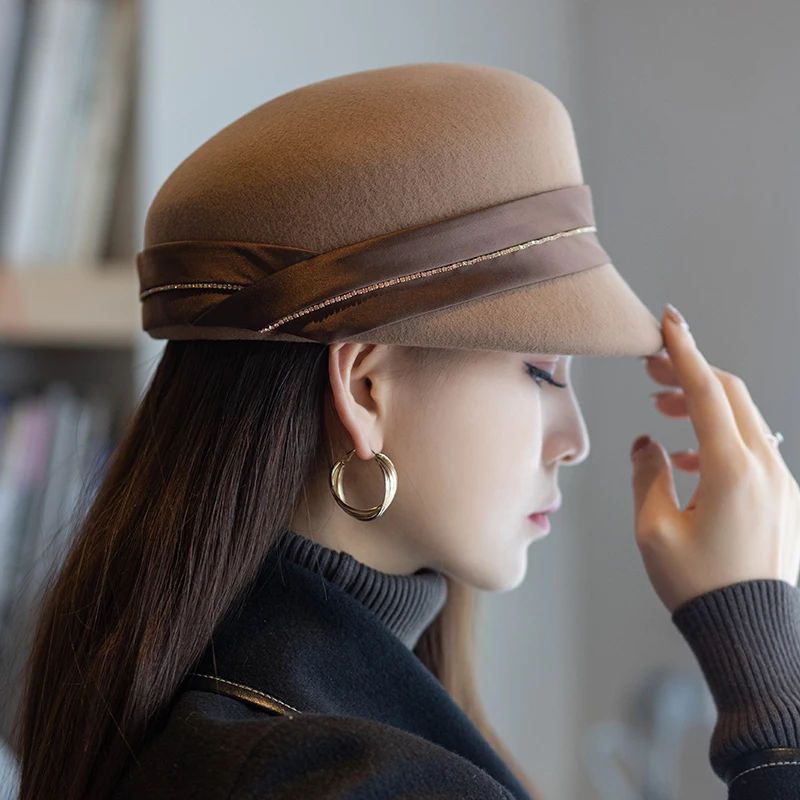 2534帽子女秋冬马术帽英伦复古小礼帽