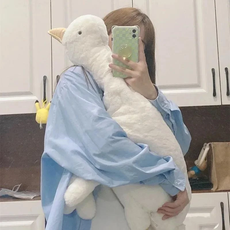 Mjstyle抱抱大白鹅安抚玩偶睡觉抱枕趴趴鹅鸭长条枕公仔毛绒玩具