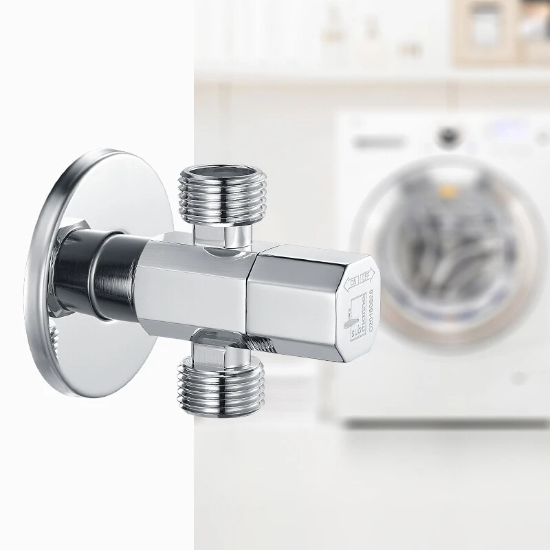 三角阀带洗衣机龙头双用进水一分二转接头6分滚筒洗衣机短龙头