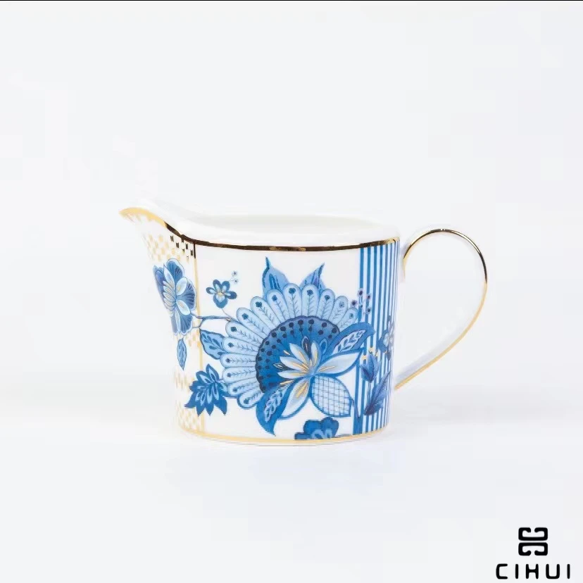 蓝色多瑙河 骨瓷罗马家用创意精致小众个性高颜值奶盅奶缸 195ml