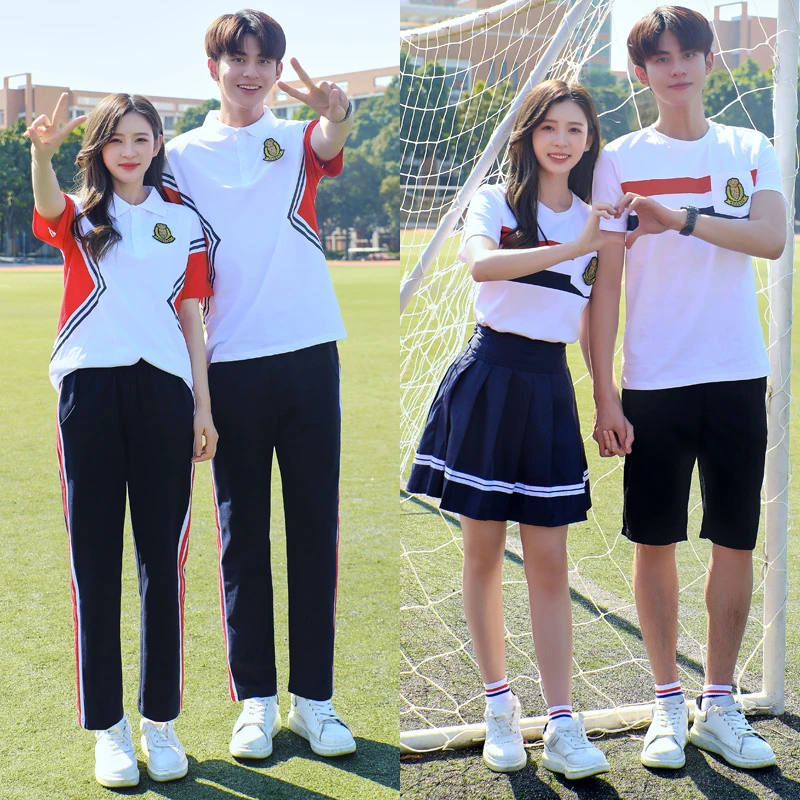 韩版夏季校服套装学院风小学生中学高中生班服运动会毕业照演出服
