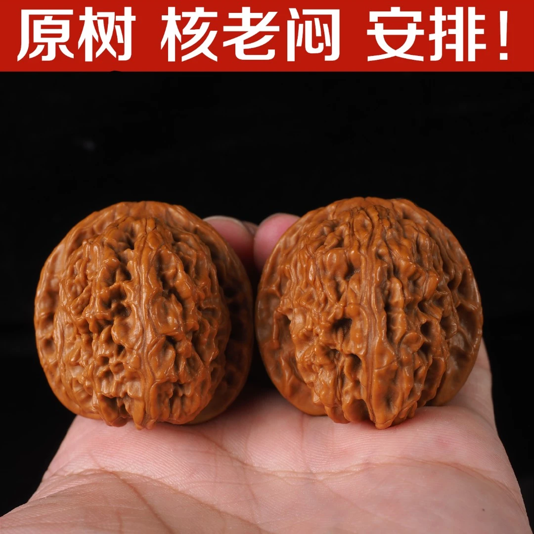 巨硬沉水！硬骨质老炮必备原树承德十字尖核老闷狮子头文玩核桃