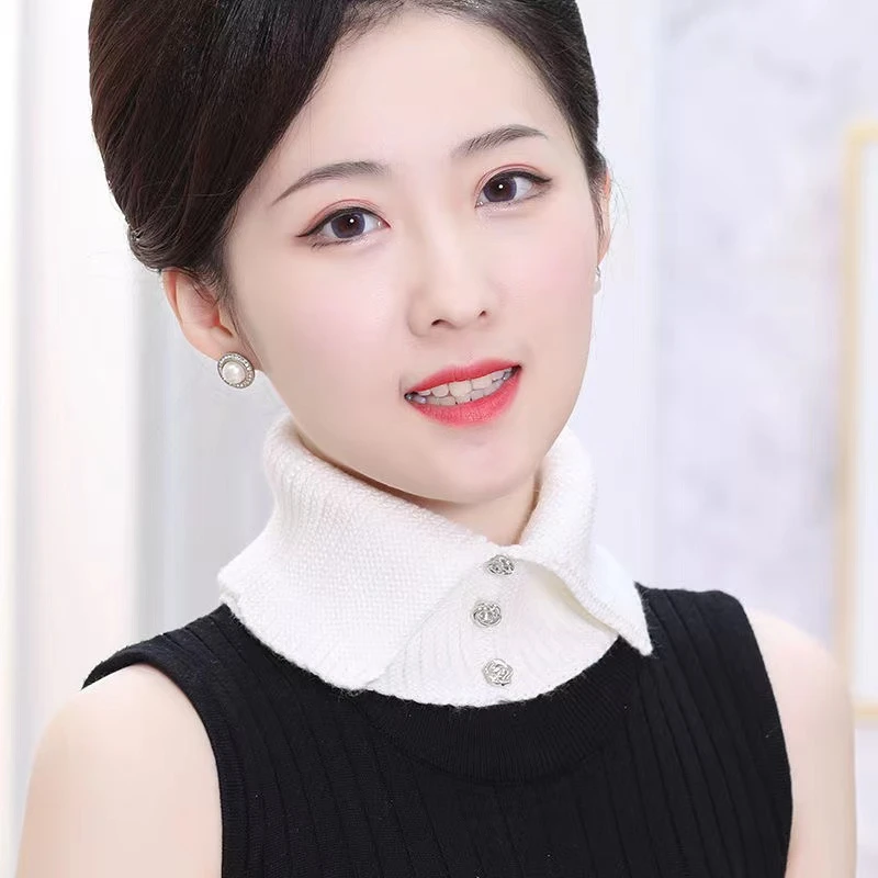 韩版秋冬毛线小围脖加厚保暖假领子百搭高领护颈椎脖套冬季围巾女