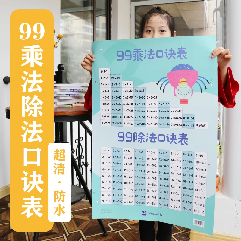 九九乘法99除法口诀表二年级数学超清小学生知识点海报挂图贴墙