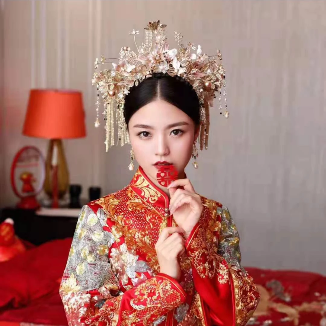 铜合金树脂婚庆饰品 金钻新娘新款秀和服饰品889