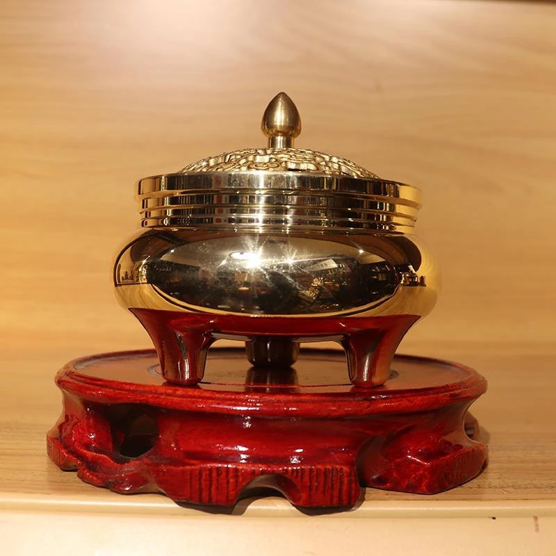 金面黄铜熏炉，口径8cm