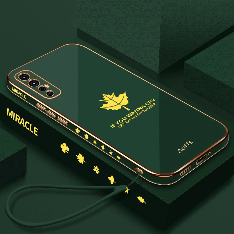 电镀枫叶OPPOReno3pro新款手机壳Reno3pro电镀壳防摔保护手机套