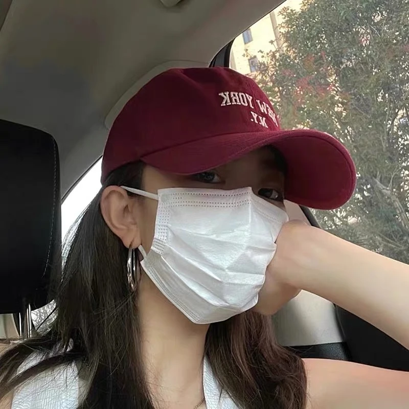 晴子Studio~大脸女孩冲～宵夜同款美式休闲刺绣软顶显瘦宽棒球帽
