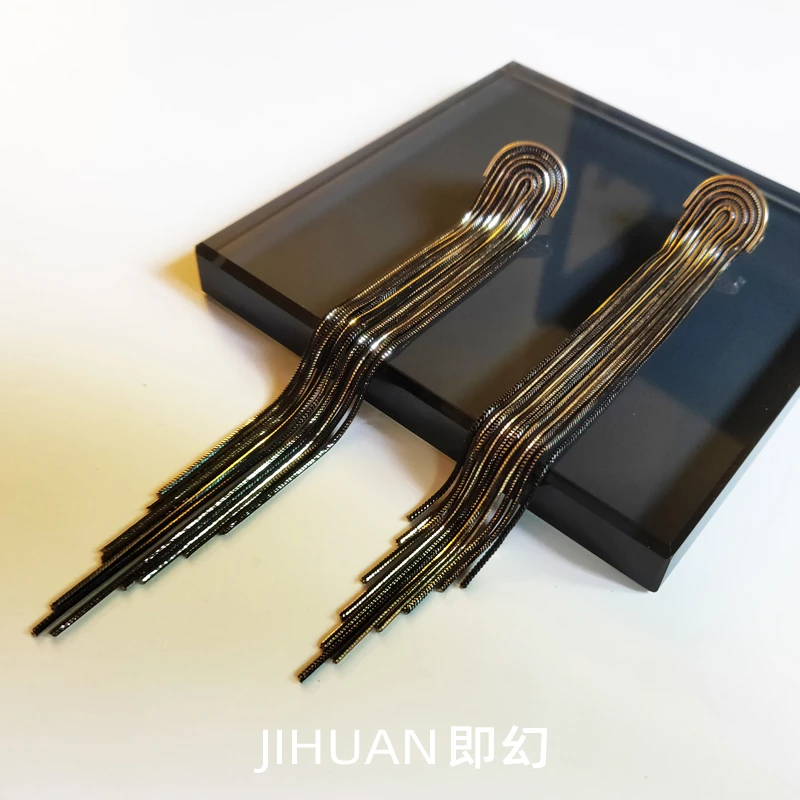 即幻 铜合金耳饰 ♦失约的巴黎-黑色 欧美高定私服流苏耳环 A-3966