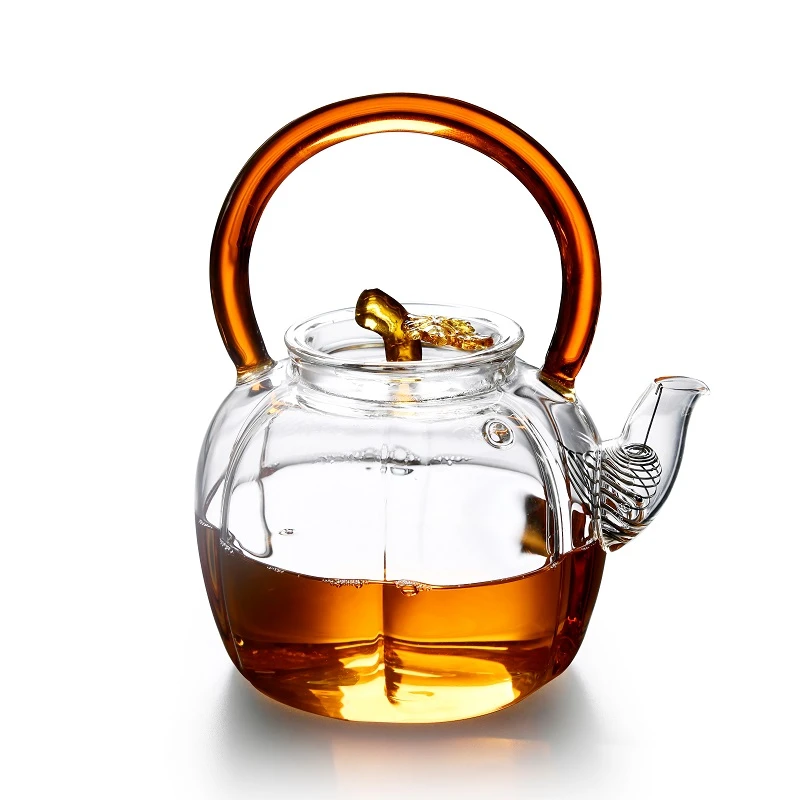 新品南瓜壶提梁玻璃 耐高温茶壶透明煮茶壶大容量泡壶耐热煮水