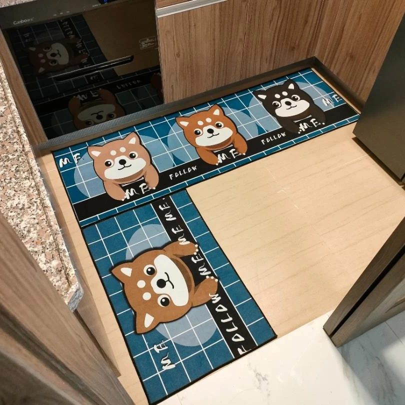 水晶绒【三只小狗】吸油吸水可水洗卡通厨房垫地垫家用