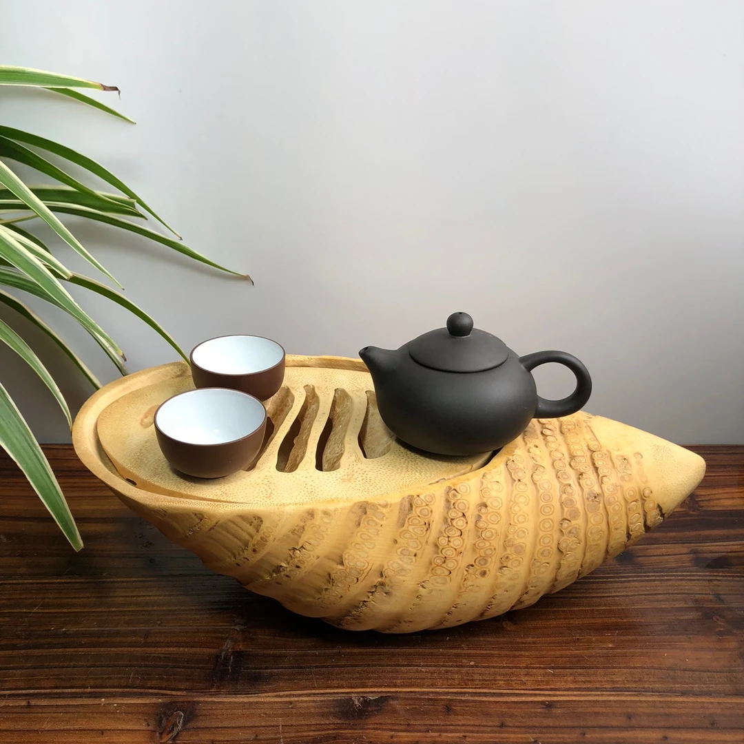 竹根茶盘盘小型轻奢现代家用小茶台功夫茶具创意干泡台茶杯托盘