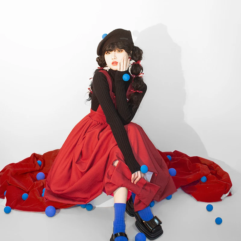 傲慢与偏见 WP原创设计带大蝴蝶结背心裙秋冬中长Lolita长裙轻lo