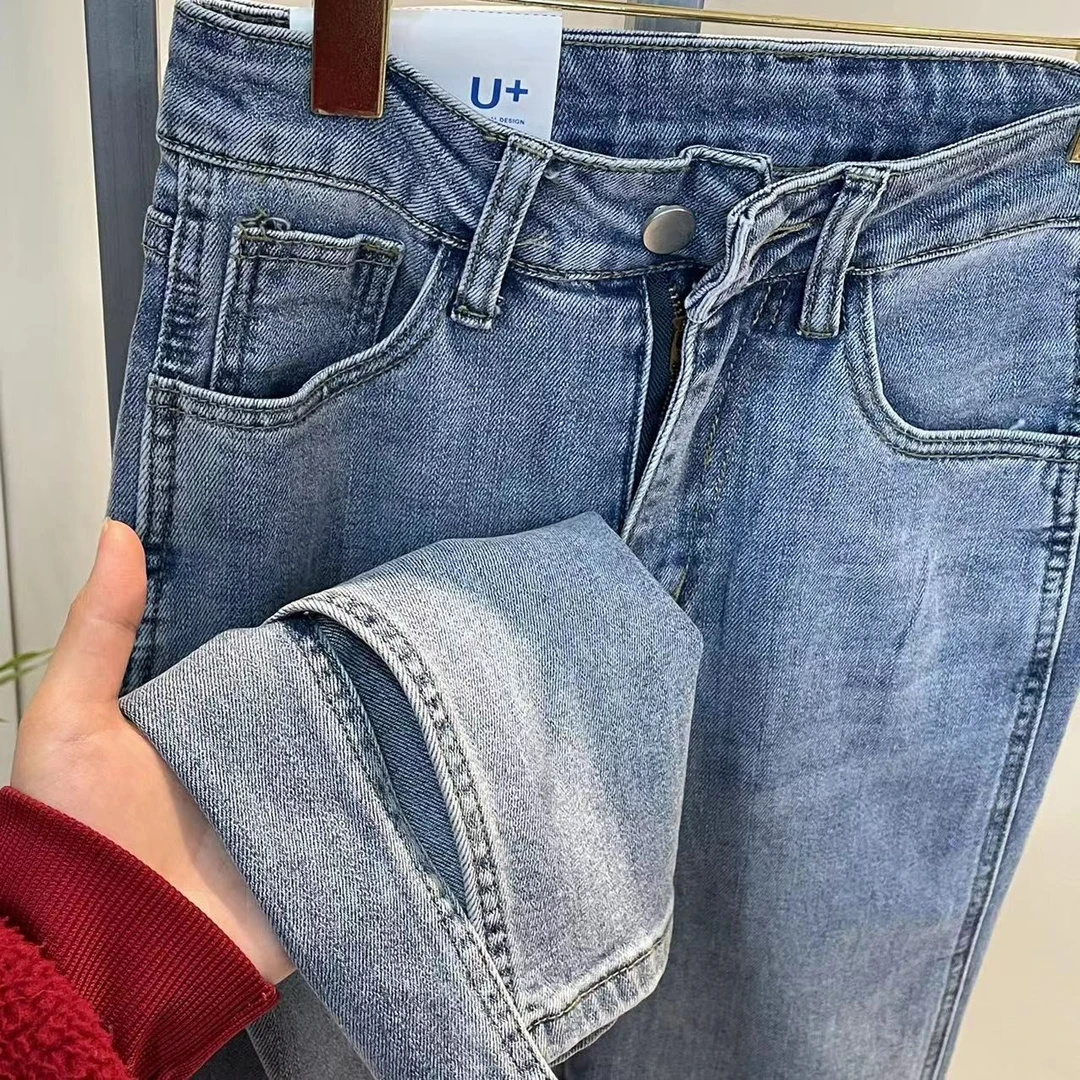 韩版直筒牛仔裤