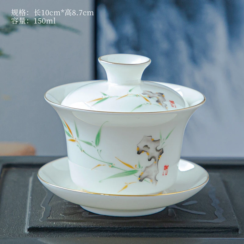 羊脂玉陶瓷茶具泡茶碗150cc、155cc