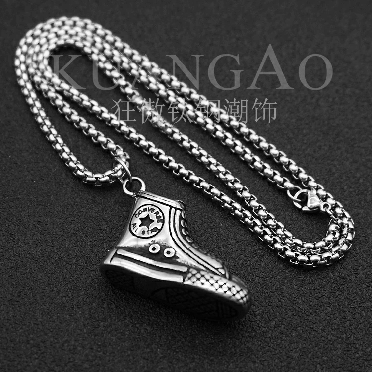 钛钢项链 朋克个性吊坠潮男潮女街头韩版学生帆布鞋钛钢项链潮饰