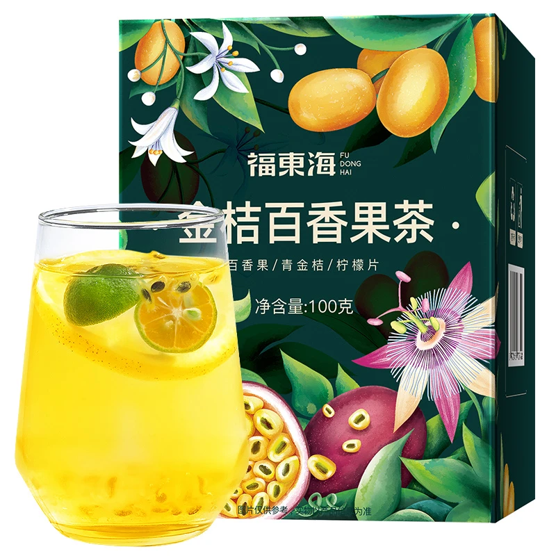 【推荐】福东海 金桔百香果100g（20g*5包）即泡即饮 送杯