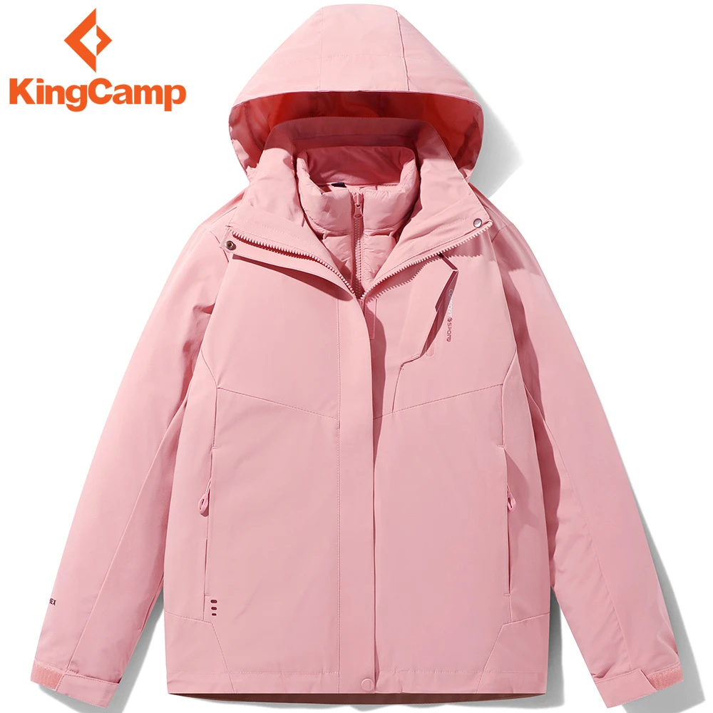 KingCamp高档羽绒冲锋衣女三合一可拆卸防寒外套冬季户外登山服男