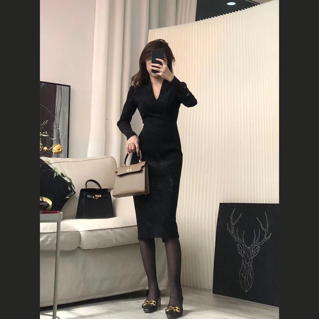 【气场拽姐】小个子定制丝绒重工气质女神连衣裙 211128