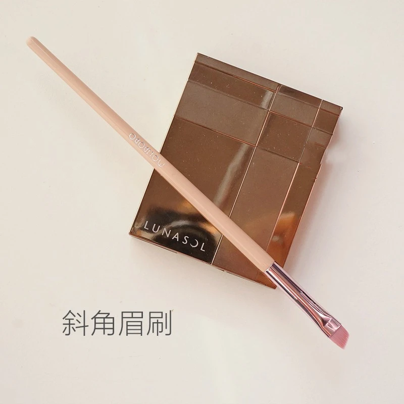 郭小妞 豆沙粉色斜角眉刷勾勒眉型斜角眼线膏刷专业化妆软毛刷子