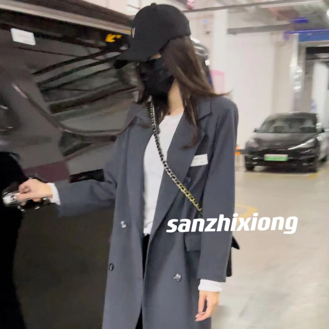 【MISS BEAR DESIGN】小宽松直筒版型长款西装外套