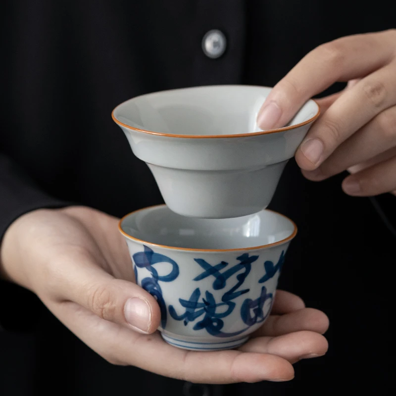 全瓷一体成型泡茶滤茶器茶具茶滤茶隔茶漏网陶瓷过滤套装茶道配件