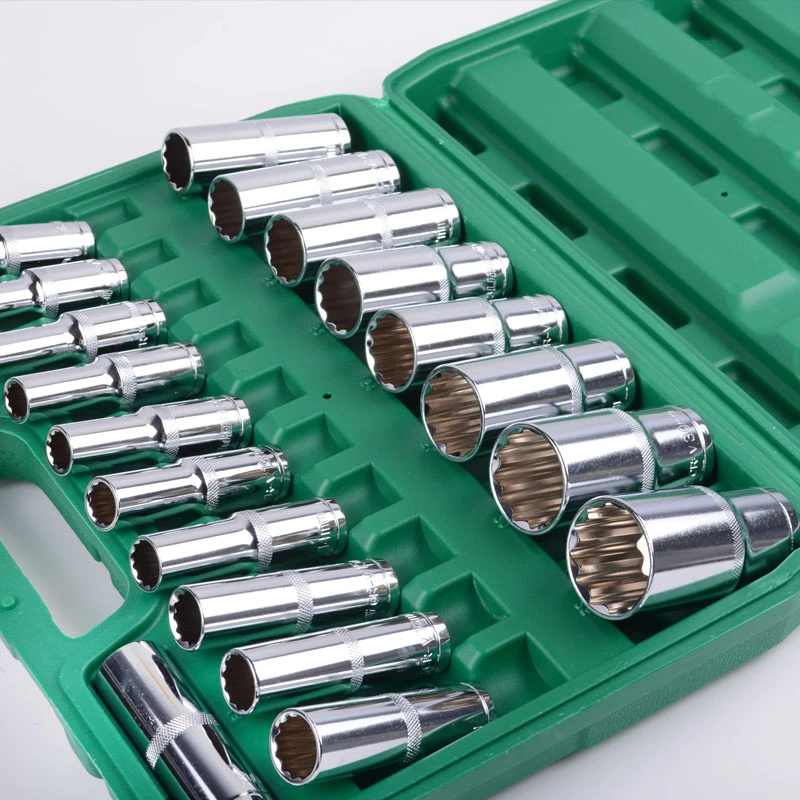 梅花套筒加长大飞接口套头整套12角20件盒装汽修机修套装8-32mm