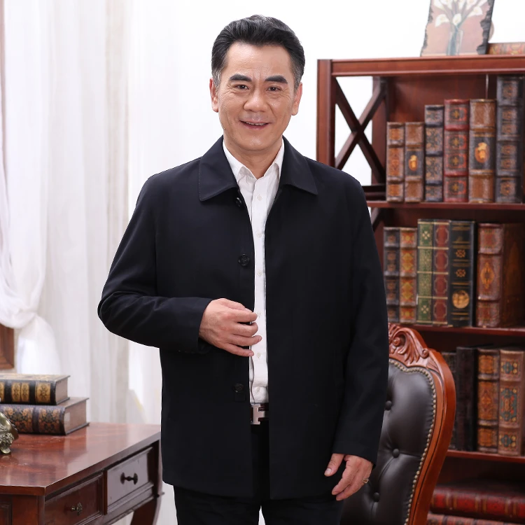 8722高端简约【薄款夹克】中老年男士爸爸外套领导干部同款