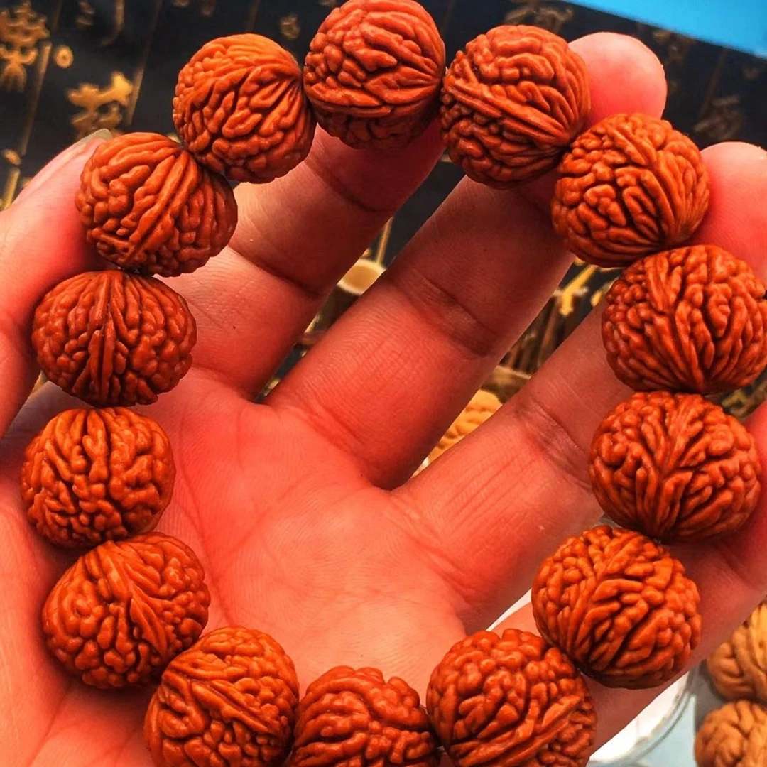 秦岭荔枝纹精品龙纹桃核手串