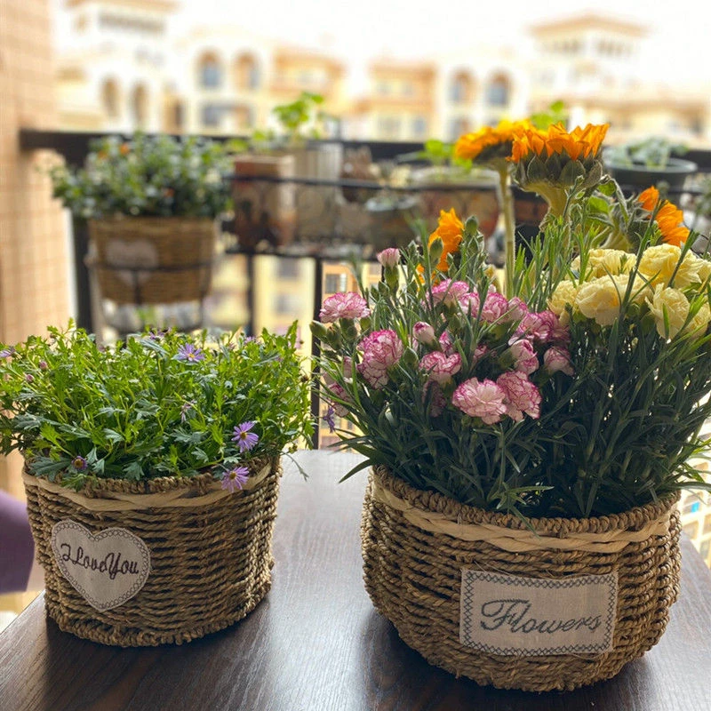 蝴蝶兰编织花盆手工草编田园柳编摆件绿萝绿植藤编花篮吊挂客厅