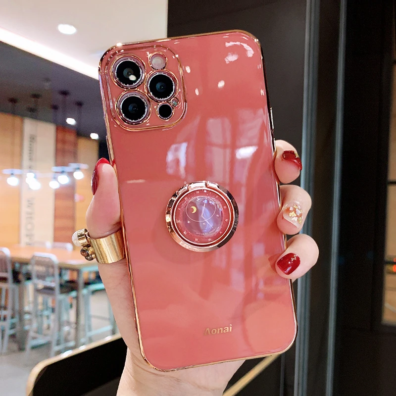 适用苹果12手机壳硅胶带支架iphone12promax高档12mini新款全包防