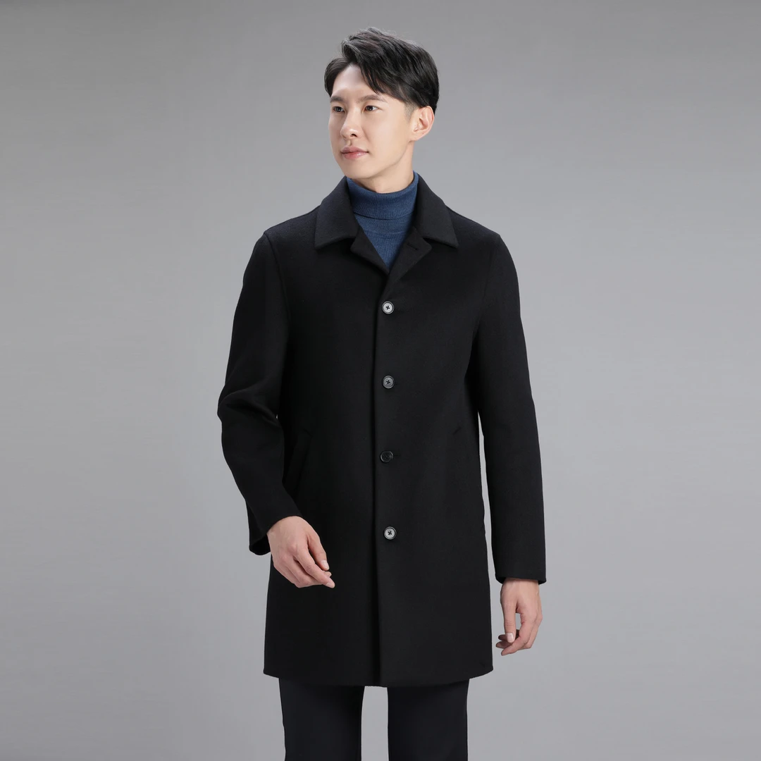100%羊绒双面尼羊绒内胆加厚保暖男士大衣中长款外套720g53ABW042