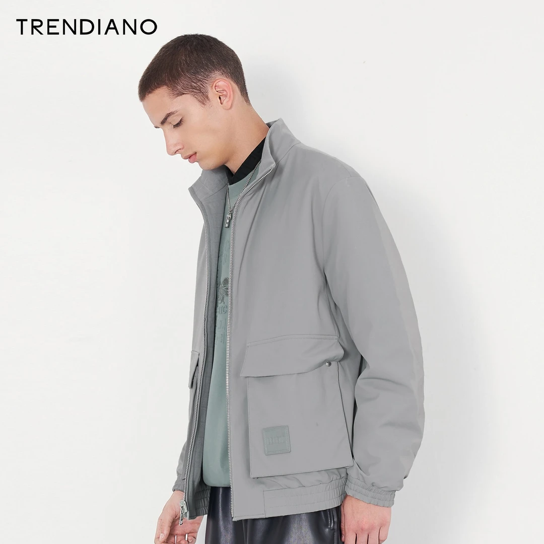 TRENDIANO秋冬男装夹克双面穿潮牌工装外套男3NE1092010休闲防风