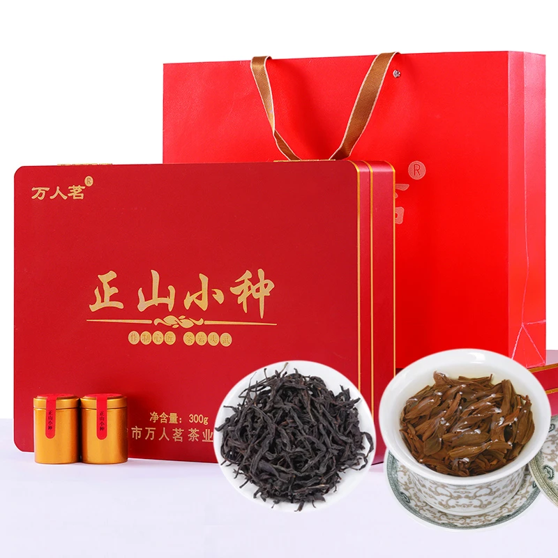 万人茗特级正山小种礼盒装 桐木关特级武夷红茶叶30小罐装300g