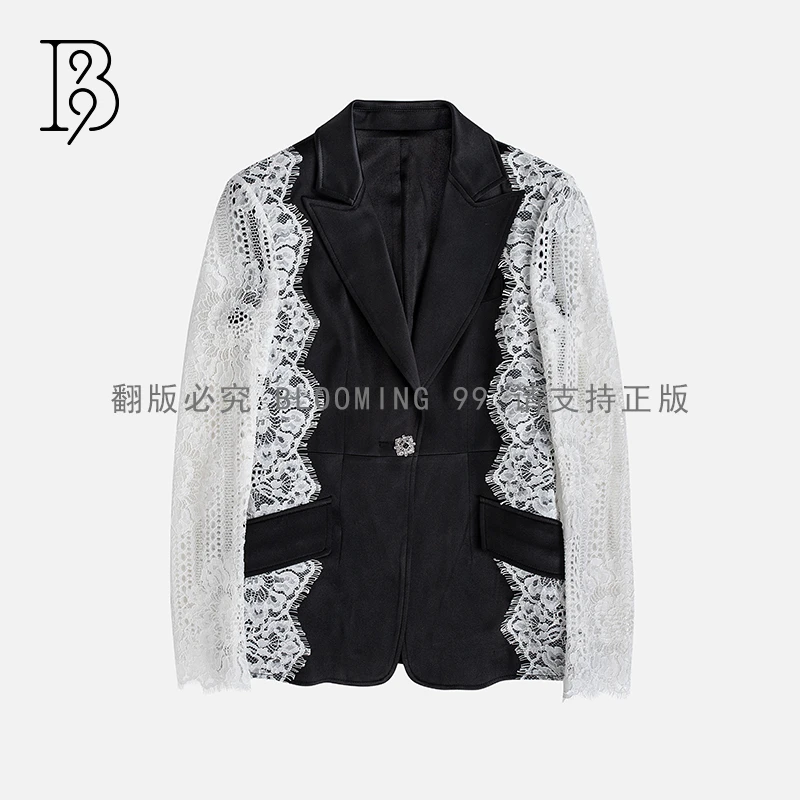 【B99官方旗舰店】设计师款小香风蕾丝气质长袖拼接外套WFSCA23074